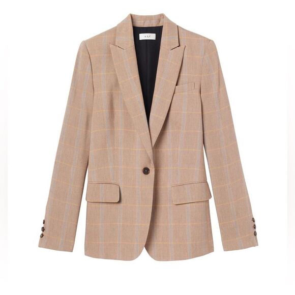 NWT A.L.C Donovan Plaid Linen Blend Single-Breasted Jacket in Tawny Plaid size 6 - Picture 3 of 16